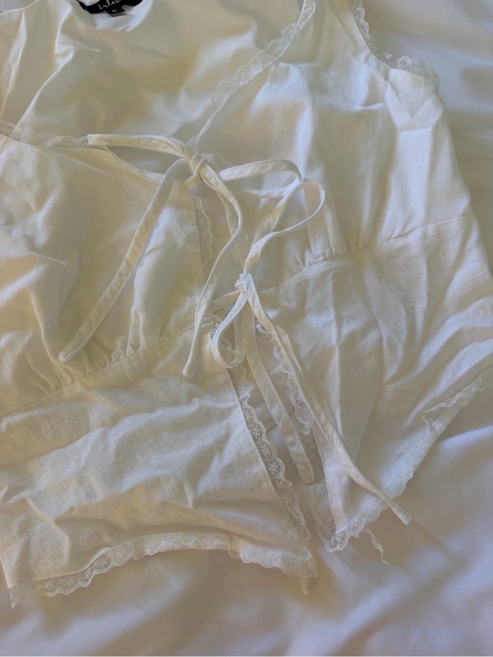 Lulus Tie Front White Shirt - Picture 4 of 5